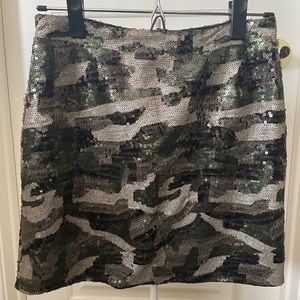 Sequined camo mini skirt